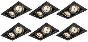 Set di 6 faretti da incasso neri AR111 orientabili 2 luci - Oneon