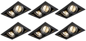 Set di 6 faretti da incasso orientabili neri a 2 luci AR111 - Oneon