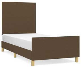 Giroletto con testiera marrone scuro 90x200 cm in tessuto