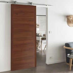 Porta scorrevole Rustic in mdf marrone, L 93 x H 212 cm, con binario Loft Alluminio Reversibile