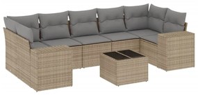 Set divano da giardino 8 pz con cuscini beige in polyrattan