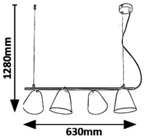 Rabalux 5377 - Lampadario a sospensione con filo ALTDER 4xE14/40W/230V