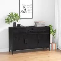 Credenza Nera 110x35x70 cm in Legno Massello di Pino 349920