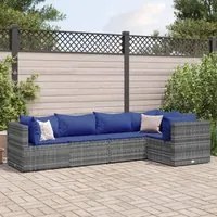 Set Divani da Giardino 5 pz con Cuscini in Polyrattan Grigio 3308095