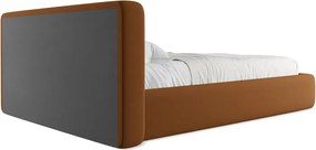 Letto matrimoniale imbottito in terracotta con contenitore con griglia 140x200 cm Kiana - Makamii