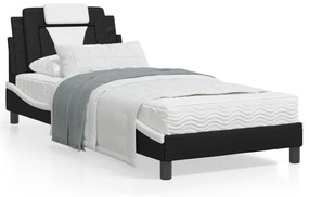 Letto Con Materasso Nero E Bianco 80x200 Cm İn Similpelle /