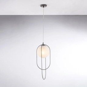 Lampadario Contemporaneo Erik Metallo Cromo Nero 1 Luce E27