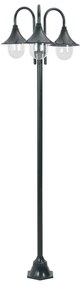 Lampione Da Giardino E27 220 Cm Alluminio 3 Lampade Verde Scuro /