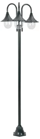 Lampione Da Giardino E27 220 Cm Alluminio 3 Lampade Verde Scuro /