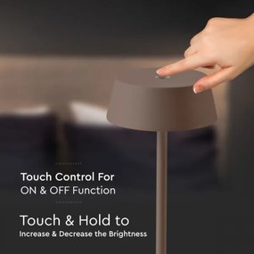 Lampada da tavolo LED da esterno dimmerabile touch ricaricabile LED/2W/5V IP54 marrone