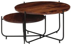 Set tavolini da caffè 2 pz in massello di sheesham 60x35cm