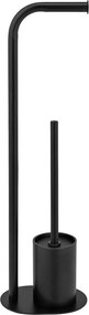 Porta carta igienica nero in acciaio con supporto con spazzola Levante – Wenko