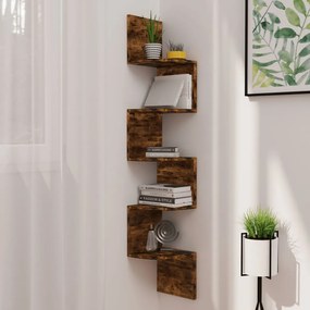 Scaffale Angolare A Muro Rovere Fumo 19x19x123 Cm Multistrato /