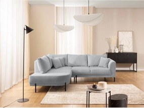 Divano angolare grigio chiaro (con penisola a sinistra/a L) con rivestimento in ciniglia Mauris – Ropez