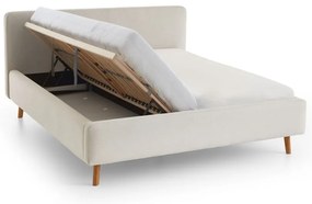 Letto matrimoniale imbottito color crema con contenitore con rete inclusa 180x200 cm Mattis – Meise Möbel