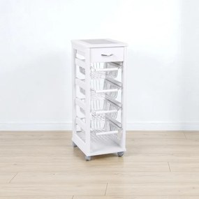 Carrello SALVASPAZIO portafrutta e cassetti LACCATO BIANCO