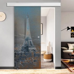 Porta scorrevole Eiffel in vetro multicolore, L 88 x H 215 cm, con binario Atelier bianco Sinistra