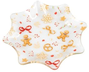 Piatto da portata bianco in vetro a tema natalizio ø 15 cm Gingerbread – Dakls