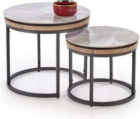 ITAKA set di 2 tavolini grigio effetto marmo chiaro / grafite