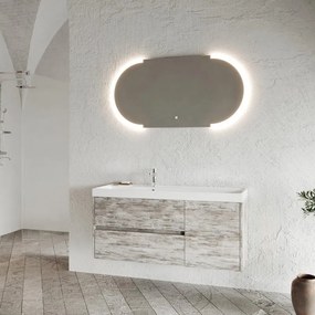 Mobile bagno sospeso con lavabo L 120 x H 51 x P 40 cm grigio antico in mdf, 1 anta 2 cassetti per vasca centrale Portofino
