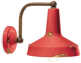 Applique Vintage Ceramica Rossa Curva 1 Luce E27