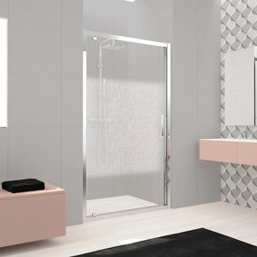 Porta doccia battente Lead L 86-92 cm x H 200 cm x SP 8 mm, profilo cromo, vetro smerigliato