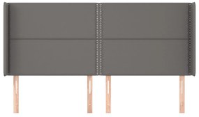 Testiera ad orecchio grigio 203x16x118/128 cm in similpelle