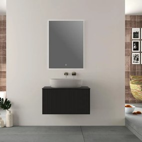 Mobile da bagno sotto lavabo BADEN HAUS DOMINO nero opaco L 80 x H 43 x P 46 cm 1 cassetto, lavabo non incluso