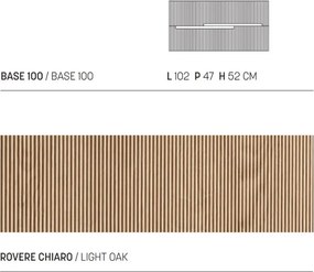 Mobile bagno da 100 cm sospeso 2 cassetti Rovere Chiaro - RIGHE