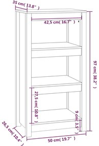 Libreria 50x35x97 cm in Legno Massello di Pino