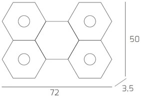 Plafoniera Moderna 5 Moduli Hexagon Metallo Bianco 4 Luci Led 12X4W