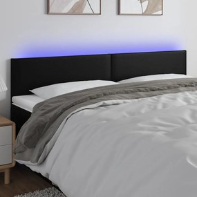 Testiera A Led Nera 180x5x78/88 Cm İn Similpelle /