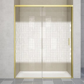 Porta doccia scorrevole L 158-159.5 cm x H 200 cm per nicchia in vetro smerigliato SP. 6 mm, profilo dorato, serie Jazz