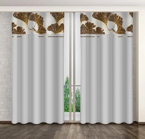 Tenda classica grigia con stampa di foglie di ginkgo dorate Larghezza: 160 cm | Lunghezza: 270 cm