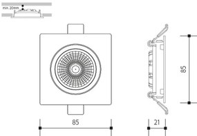 Lampada LED da incasso LED/6W/230V 4000K 8,5x8,5 cm bianco