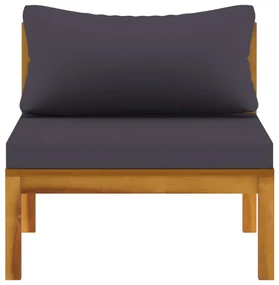 Set divani da giardino 2pz cuscini grigio scuro massello acacia