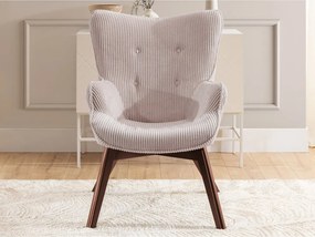 Poltrona con poggiapiedi rosa chiaro con rivestimento in velluto a coste Niko – Ropez