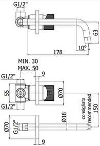 Paffoni Jo Jo007no70 Miscelatore Lavabo Ad Incasso Con Piastra E Bocca 245 Mm Nero Opaco