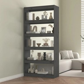 Libreria/divisorio grigio 80x30x167,4 cm in massello di pino