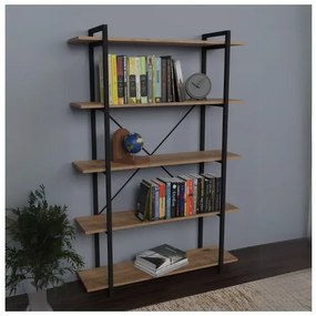 Libreria 5 Ripiani Stile Industrial 120x34x180 Jonah Rovere