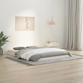 Letto Senza Materasso Bianco 135x190 Cm Legno Massello Di Pino /