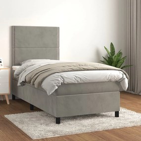 Giroletto A Molle Con Materasso Grigio Chiaro 100x200cm Velluto /