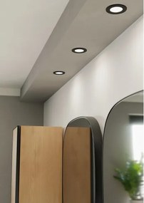Eglo 901412 - Plafoniera da incasso LED per bagno FUEVA, 3,7 W, 230 V, Ø 8,8 cm, IP44, nera