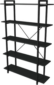Libreria 5 Ripiani Stile Industrial 120x34x180 Jonah Antracite
