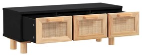 Tavolino nero 80x40x30 cm legno multistrato e massello di pino