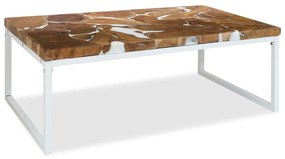 Tavolino Da Salotto İn Legno Di Teak E Resina 110x60x40 Cm /