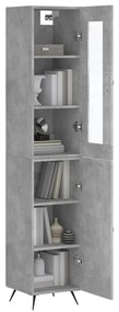 Credenza grigio cemento 34,5x34x180 cm in legno multistrato