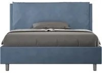 Letto alla Francese rivestito in Microfibra - ANTEA Tipologia Letto: Con Rete, Colore: Blu, Dimensione Rete: 140x210