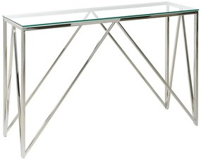 Tavolino consolle vetro temperato argento 120 x 40 cm WESO Beliani