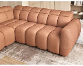 Divano angolare color salmone allungabile/con contenitore (con penisola a sinistra/a L) e rivestimento in bouclé Falconn – ELTAP